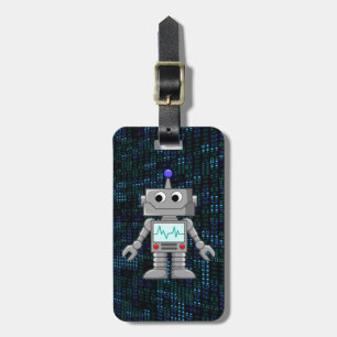 robot cartoon luggage tag