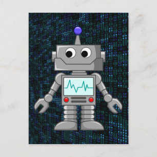 robot cartoon postcard