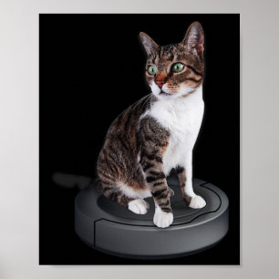 Robot Cat Vacuum Cleaner Feline Animal Cute Cat  Poster