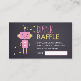Robot Chalkboard Diaper Raffle Ticket Enclosure Card