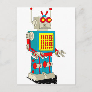 Robot character cartoon postcard
