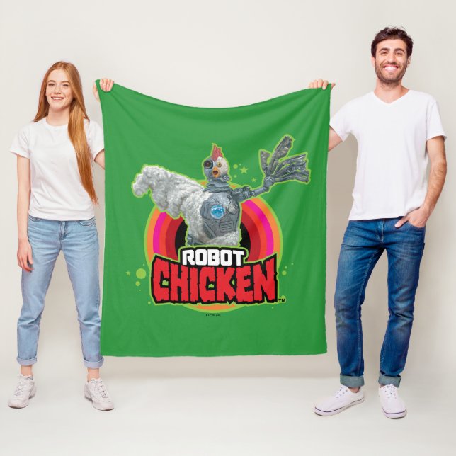 Robot Chicken Character Logo Fleece Blanket (In Situ)