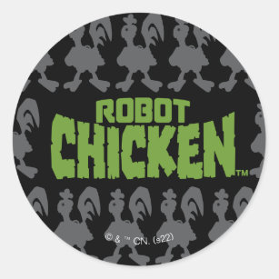 Robot Chicken Silhouette Pattern Classic Round Sticker