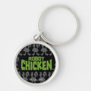 Robot Chicken Silhouette Pattern Key Ring