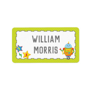 Robot Children School Name Labels   Editable Colou