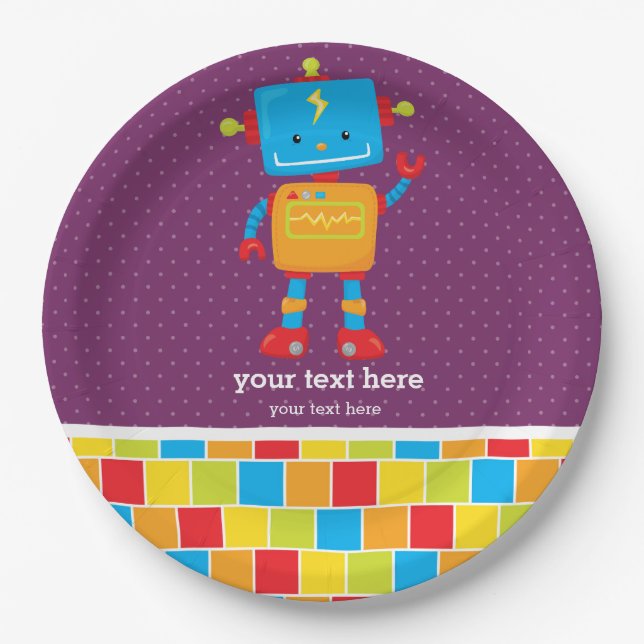 Robot * choose background colour paper plate (Front)