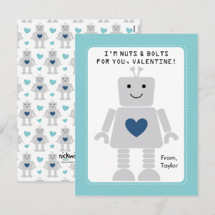 Robot Class Valentines Holiday Postcard