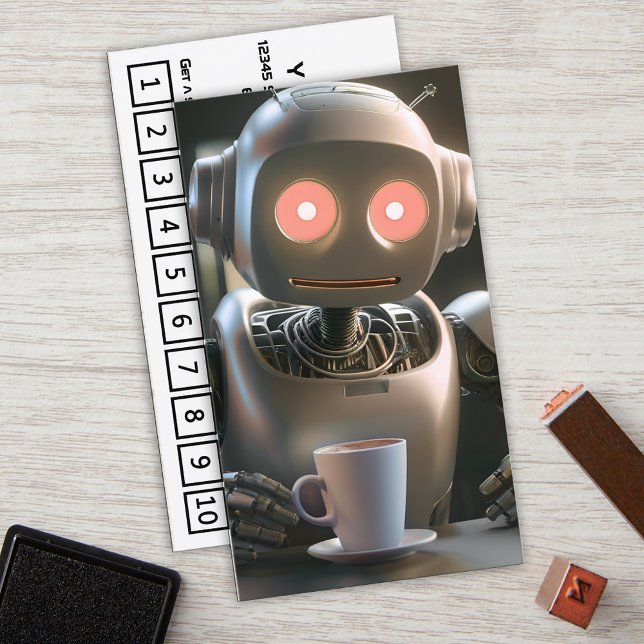 robot coffee shop loyalty card (Creator Uploaded)