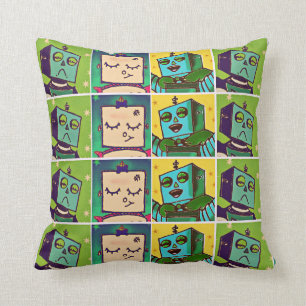 Robot Comic Art Throw Pillow