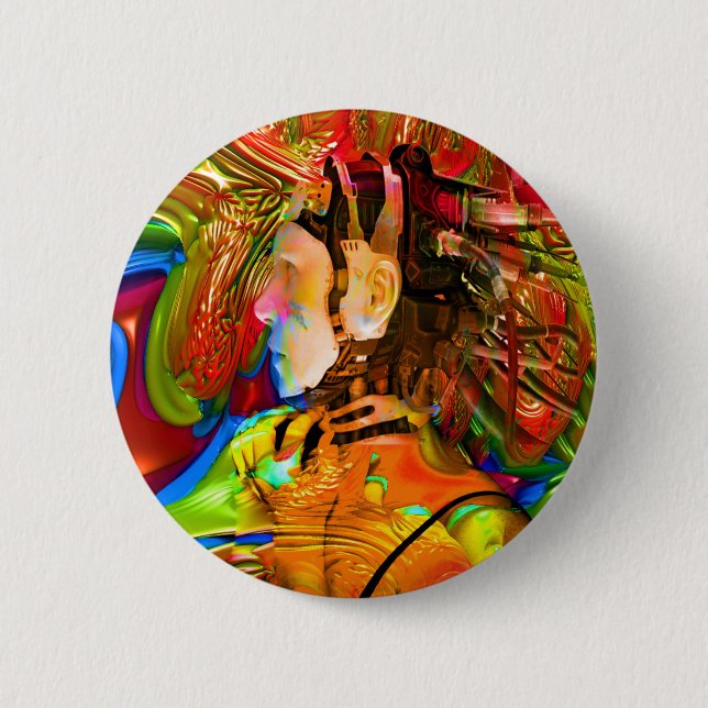 Robot Connection 6 Cm Round Badge (Front)
