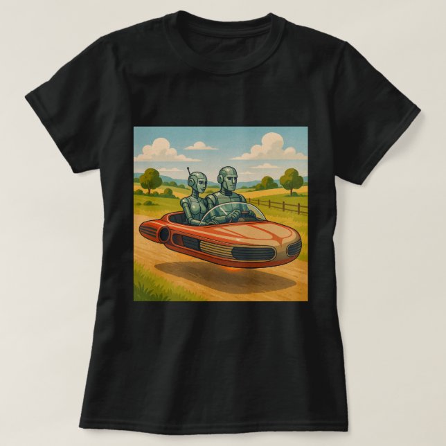Robot Couple In The Country T-Shirt (Design Front)