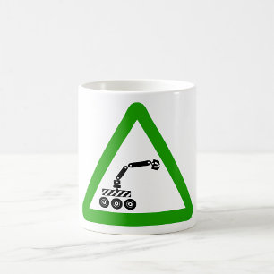 Robot Crossing Warning Sign Coffee Mug