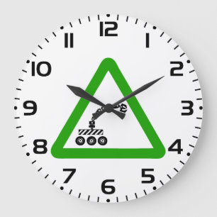 Robot Crossing Warning Sign Large Clock
