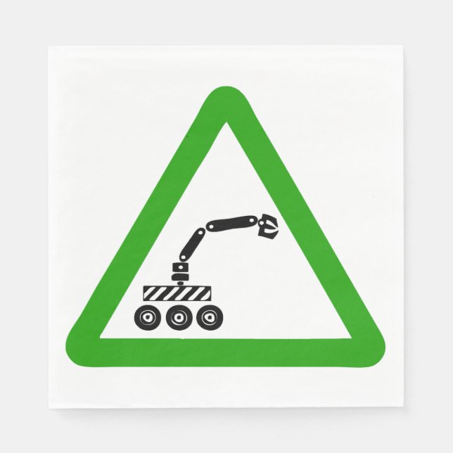 Robot Crossing Warning Sign Napkin (Front)
