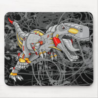 Robot Cyborg Tyrannosaurus Dinosaur Mouse Pad