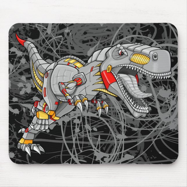 Robot Cyborg Tyrannosaurus Dinosaur   Mouse Pad (Front)