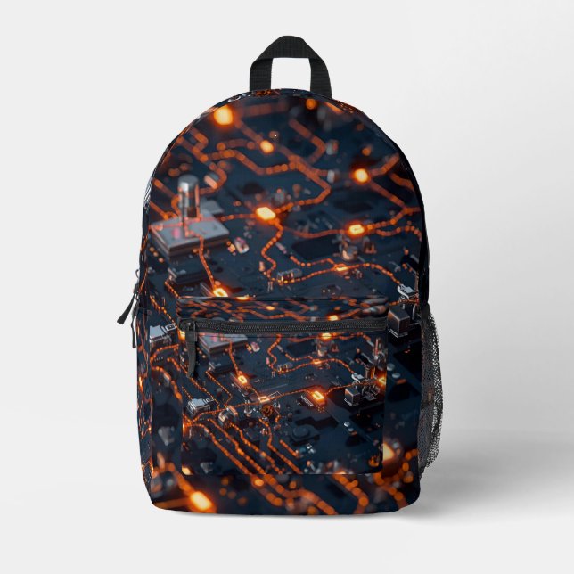 Robot Design Backpack – Trendy Tech Style Bag (Front)