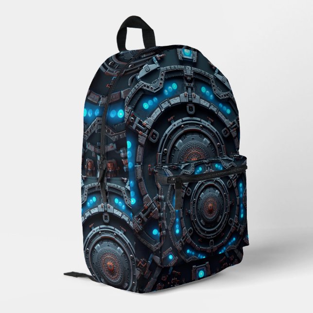 Robot Design Backpack – Trendy Tech Style Bag (Back Corner Left)