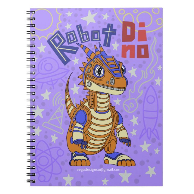 Robot Dino Spiral Notebook (Front)