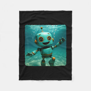 Robot Diving Underwater Ocean Diver Swimming Summe Fleece Blanket