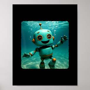 Robot Diving Underwater Ocean Diver Swimming Summe Poster