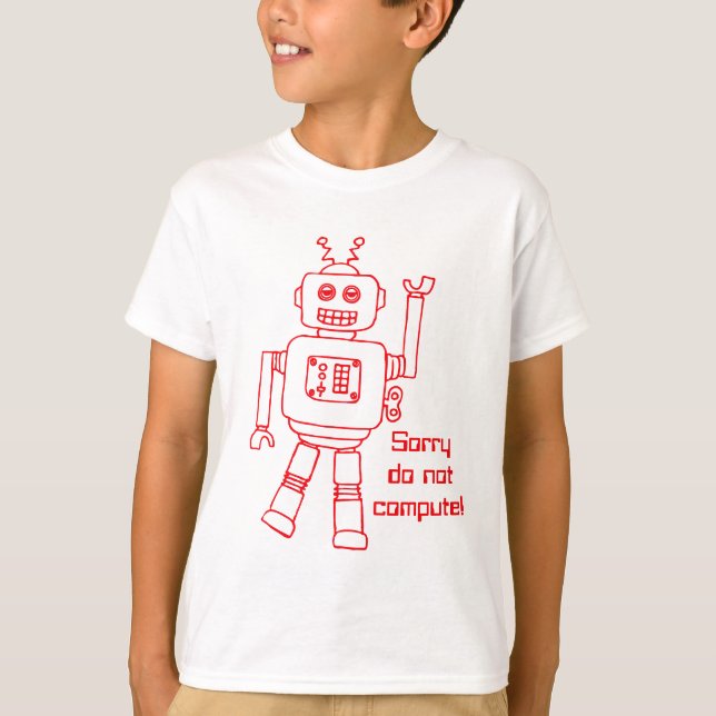 Robot do not compute! red fun kids t-shirt (Front)