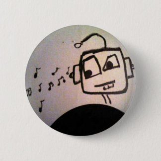 Robot Drawing. 6 Cm Round Badge