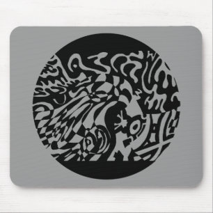"Robot Dreams" B&W Abstract Art Mouse Pad