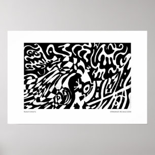 "Robot Dreams" B&W Abstract  Art Poster