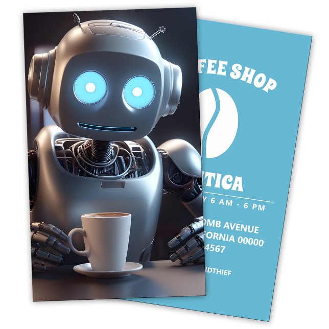 robot drinking coffee business card (Creator Uploaded)