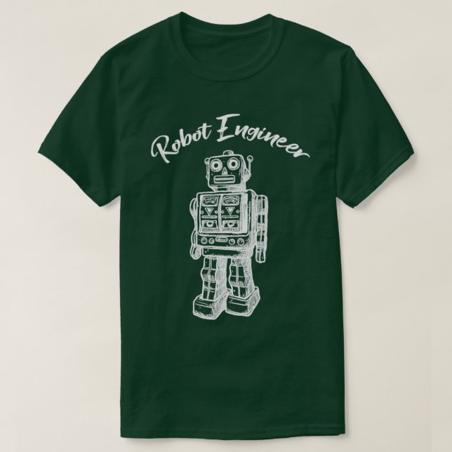 Robot Engineer Retro Robot T-Shirt (Design Front)