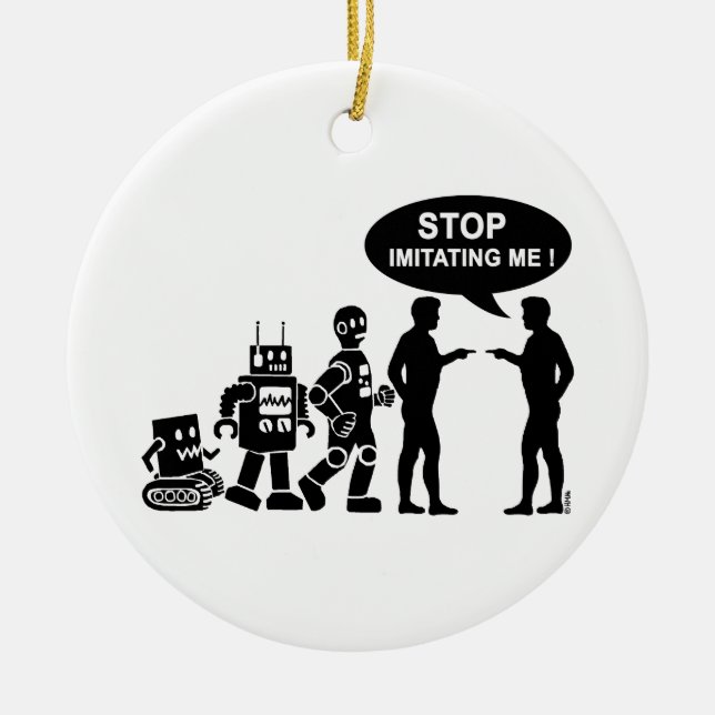 Robot evolution ceramic tree decoration (Front)