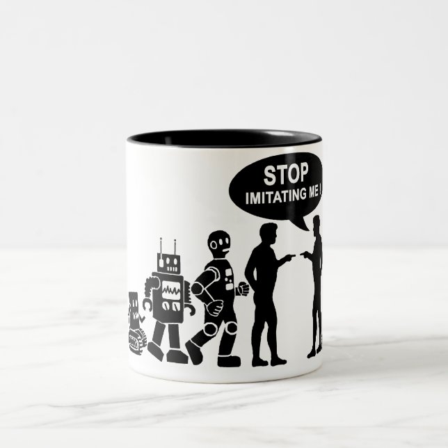 Robot evolution Two-Tone coffee mug (Center)