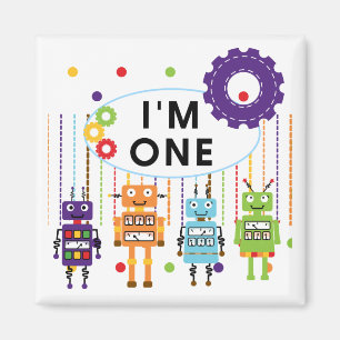 Robot First Birthday Tshirts and Gifts Magnet