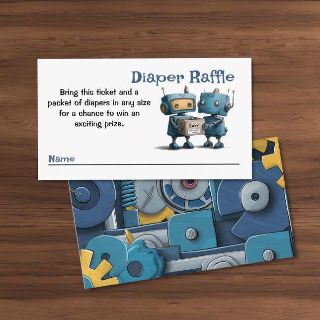 Robot Gearing Up for Baby & Books Diaper Raffle Enclosure Card (Creator Uploaded)