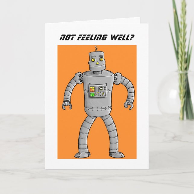 Robot Get Well Soon Card (Front)