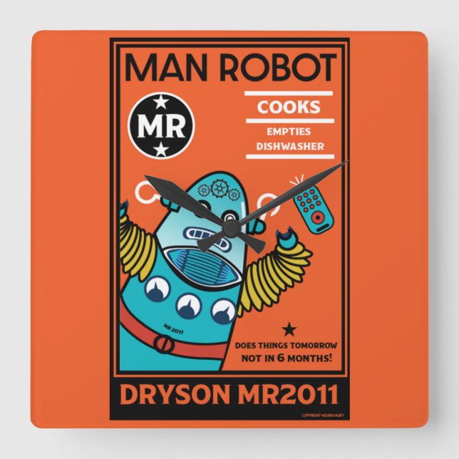 Robot Gifts For Anniversary Or Wedding     Square Wall Clock (Front)