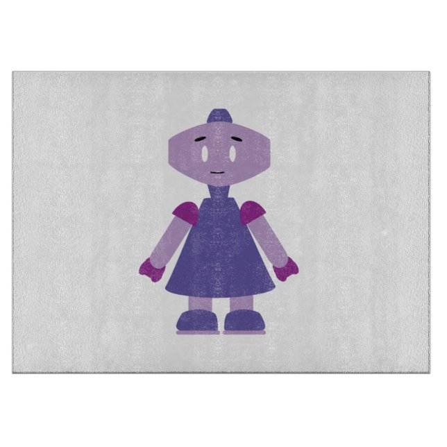 Robot girl cartoon cutting board (Front)