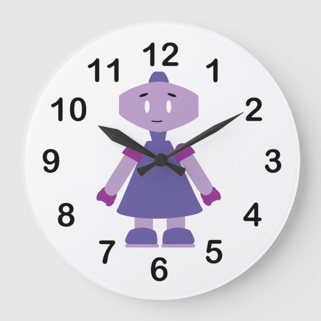 Robot girl cartoon large clock (Front)
