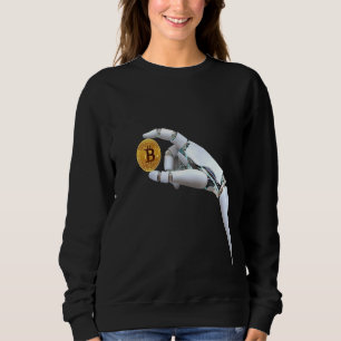 Robot Hand Holders Of Bitcoin Blockchain Cryptocur Sweatshirt
