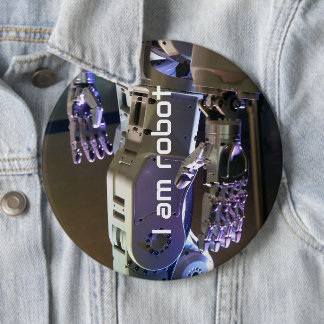Robot hands 6 cm round badge