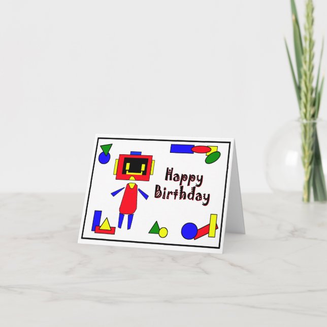 Robot Happy Birthday Card (Front)
