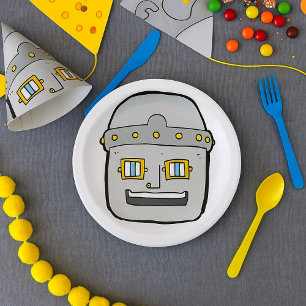 Robot Head Paper Plates