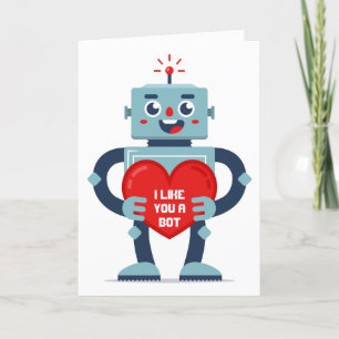 Robot Heart Cute Personalised Valentine Holiday Card