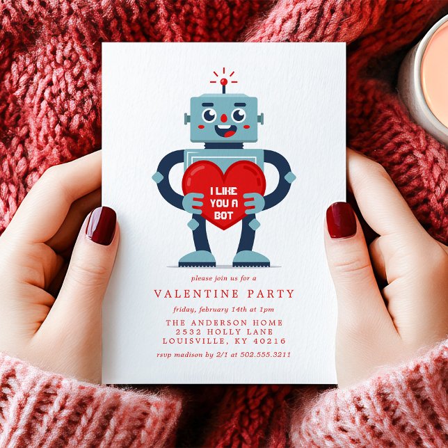 Robot Heart Cute Valentine's Day Party Invitation (Creator Uploaded)