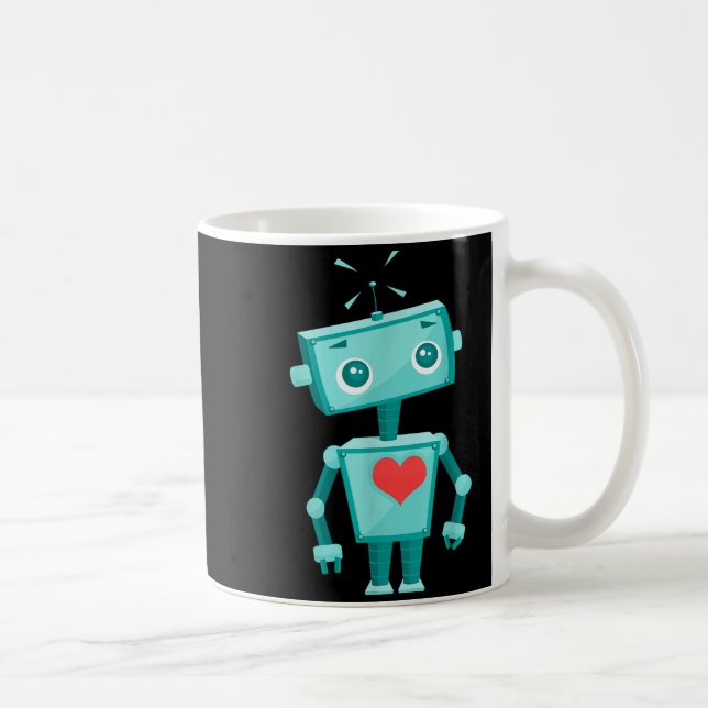 Robot Heart Valentine's Day For Kids Girls  Coffee Mug (Right)