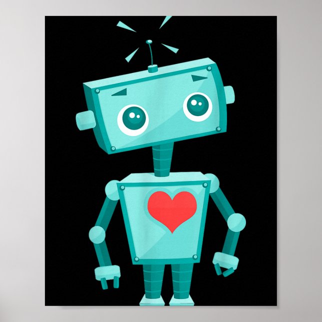 Robot Heart Valentine's Day For Kids Girls  Poster (Front)