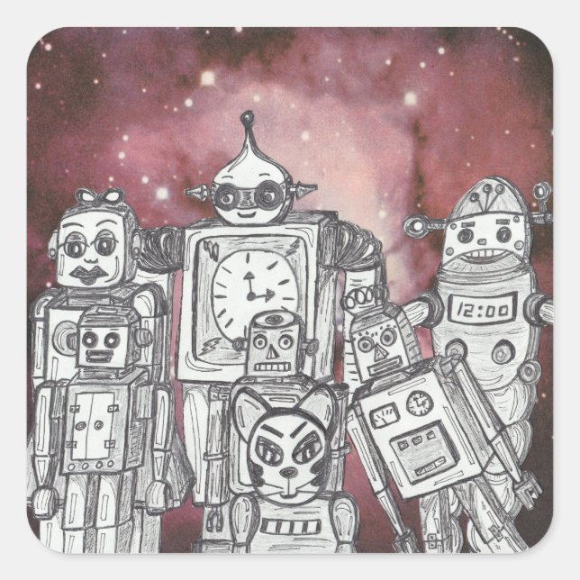 Robot Holiday 1 Square Sticker (Front)