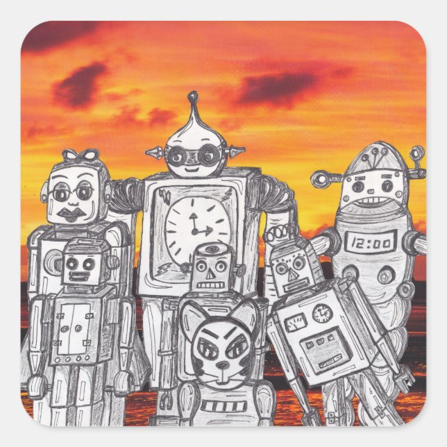 Robot Holiday 3 Square Sticker (Front)