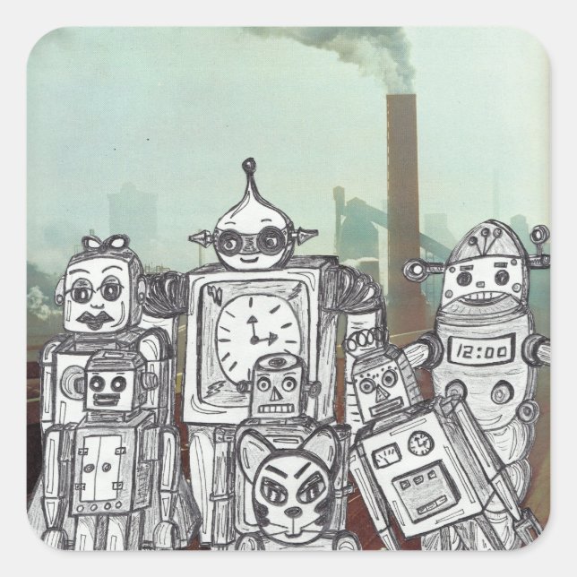 Robot Holiday 6 Square Sticker (Front)